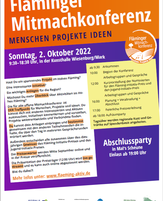 Fläminger Mitmachkonferenz am 2. Oktober 2022